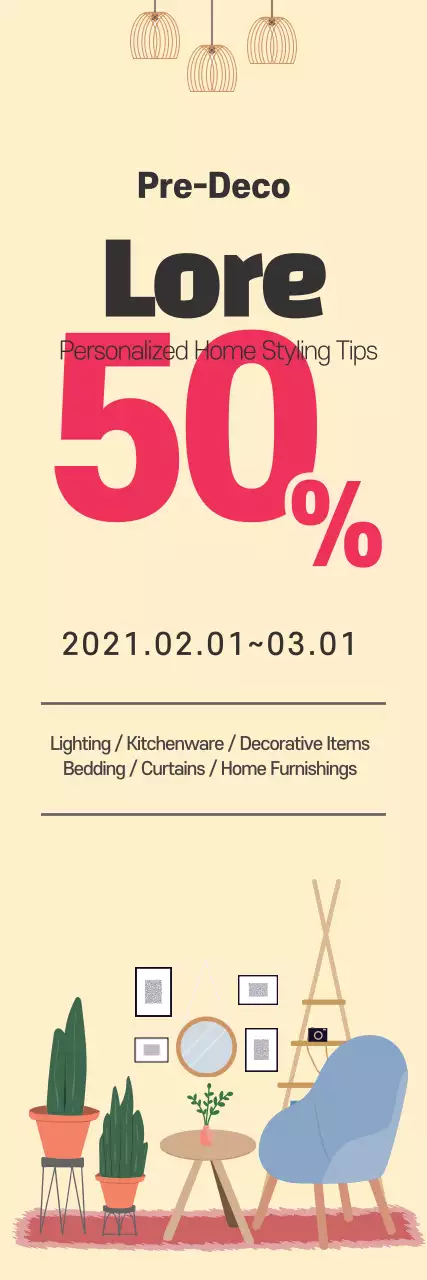 Orange Illustrations Clean interiors Promote a sale event