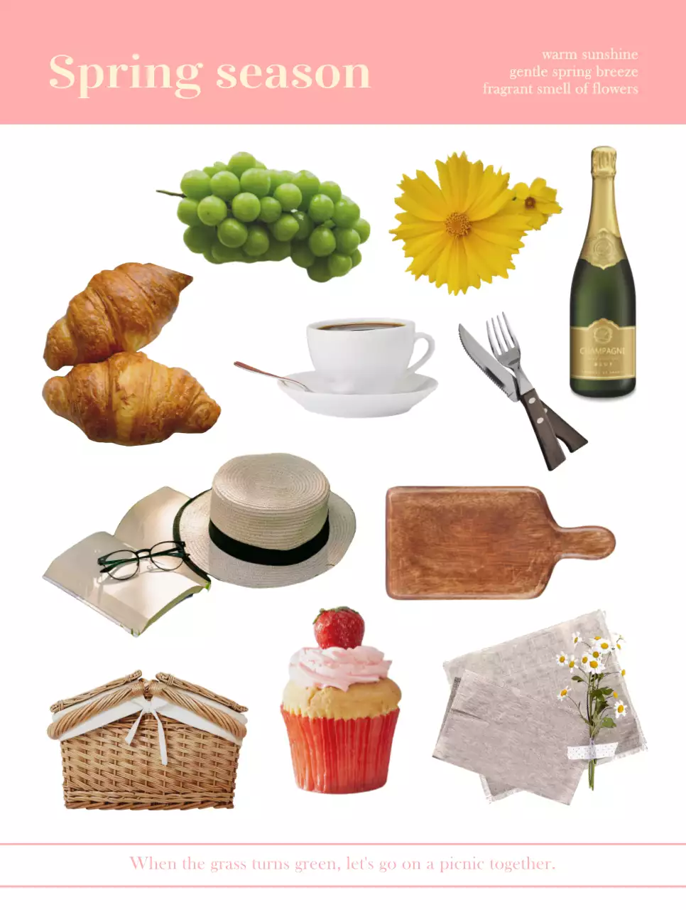 A collection of seasonal real photo elements in pastel pinks, blues, and purples.