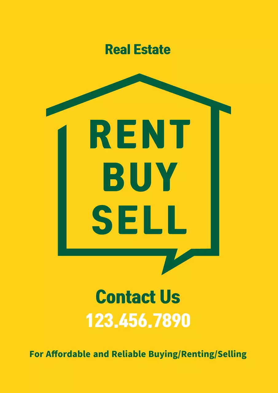 Yellow Simple Real Estate Advertisement Poster
