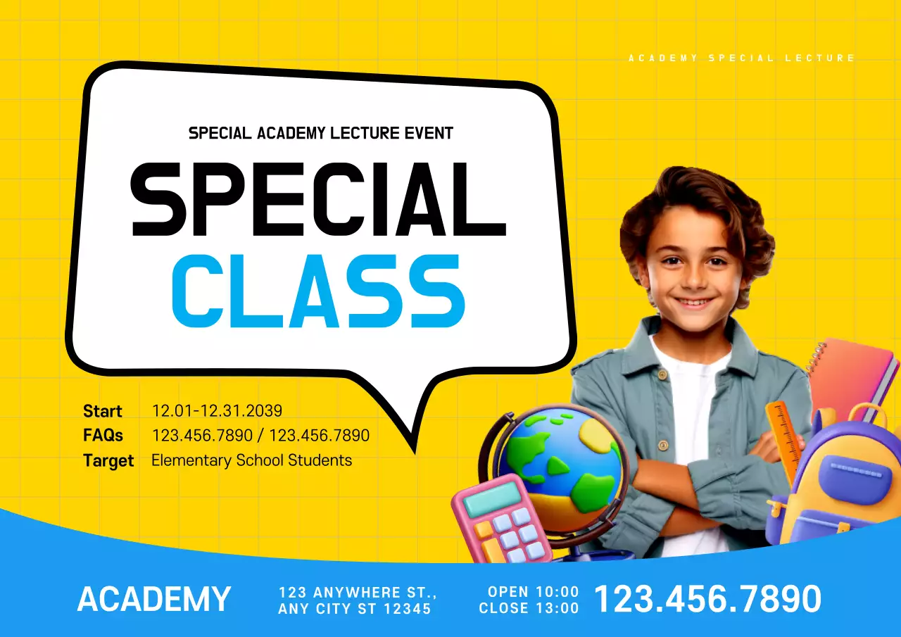 Yellow Modern Class Announcement Poster