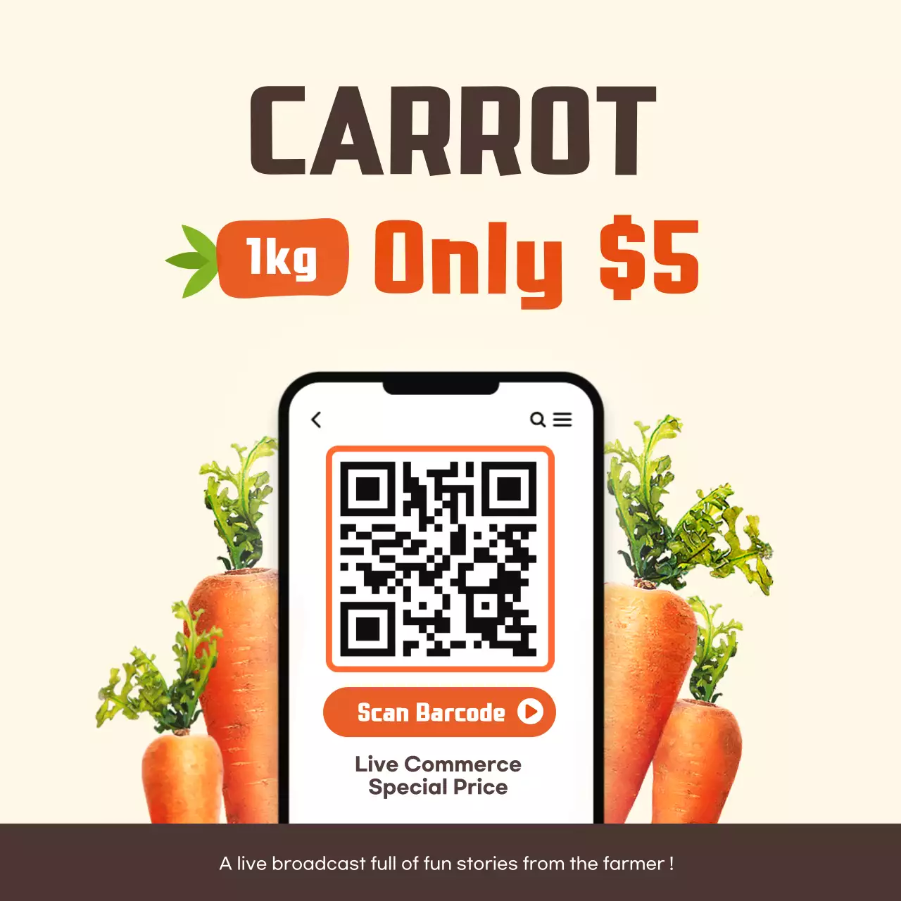 Orange Modern Vegetable Promotion Social Media Post