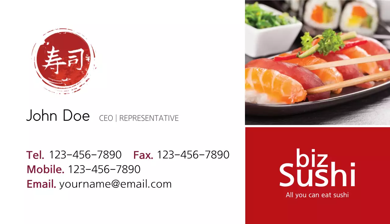 Red Traditional Sushi Business Card