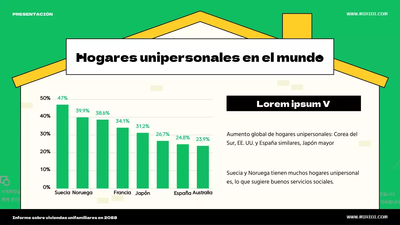 Presentamos el bonito tema de ilustración de casa verde y amarilla para una persona