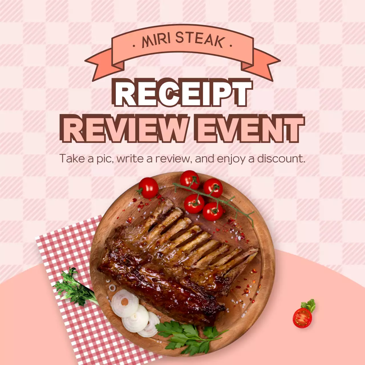 Coral Rustic Steak Promotion Social Media Post
