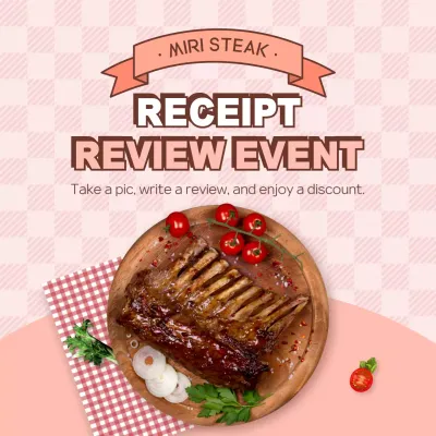 Coral Rustic Steak Promotion Social Media Post