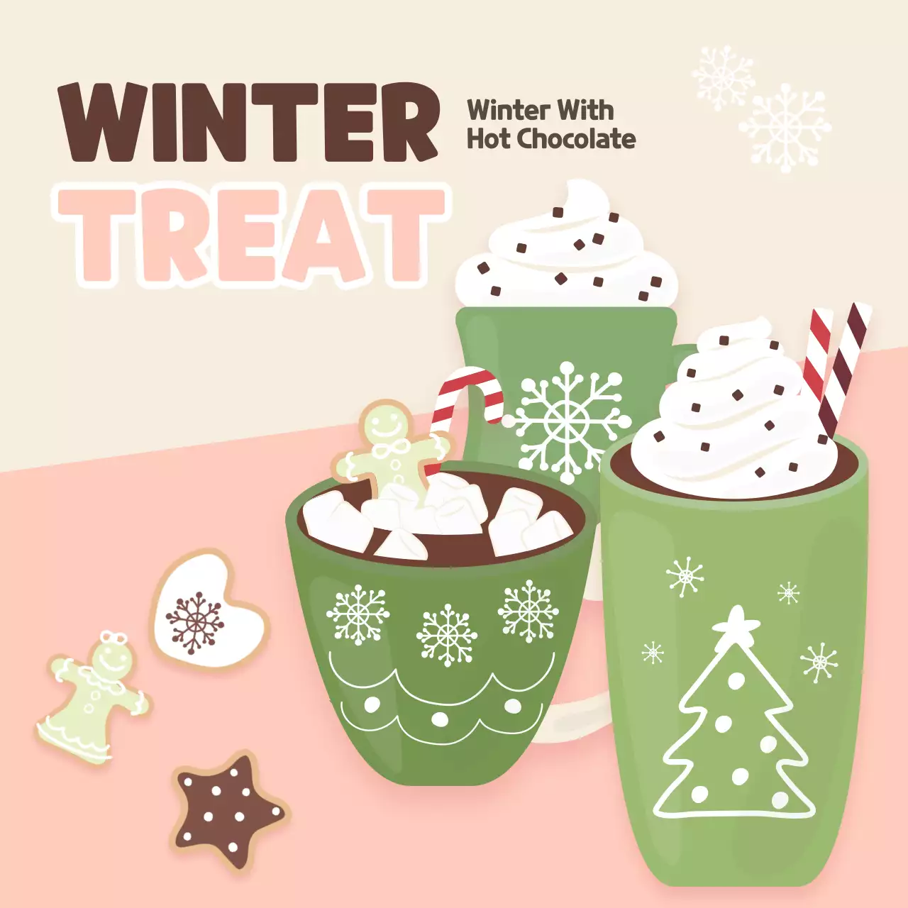 Green Retro Winter Recipe Social Media Post