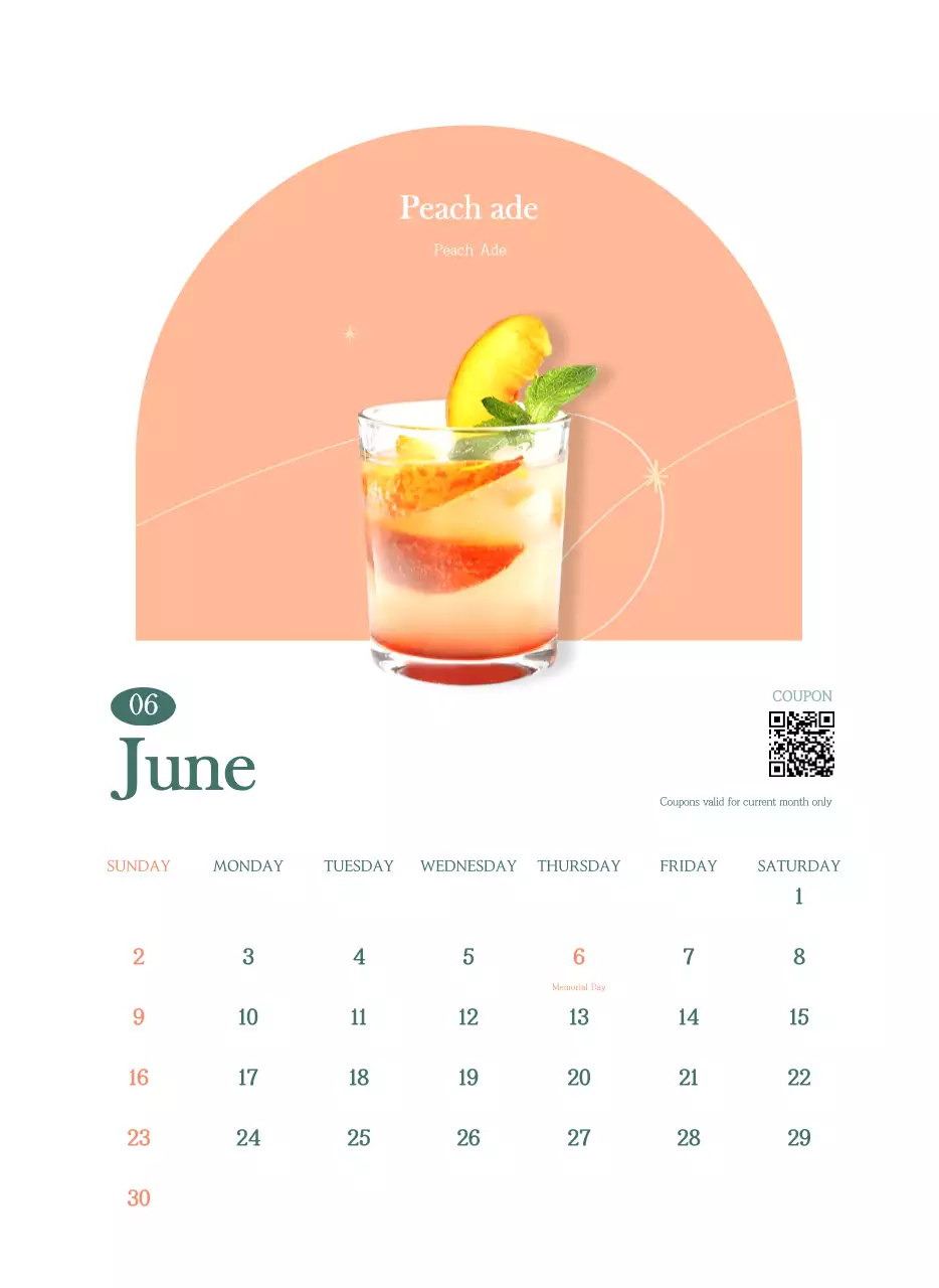 Kalender kafe dengan rekomendasi minuman bulan ini