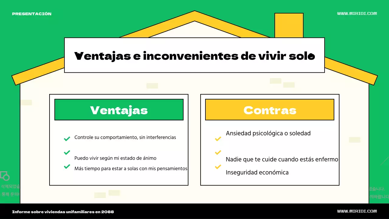 Presentamos el bonito tema de ilustración de casa verde y amarilla para una persona