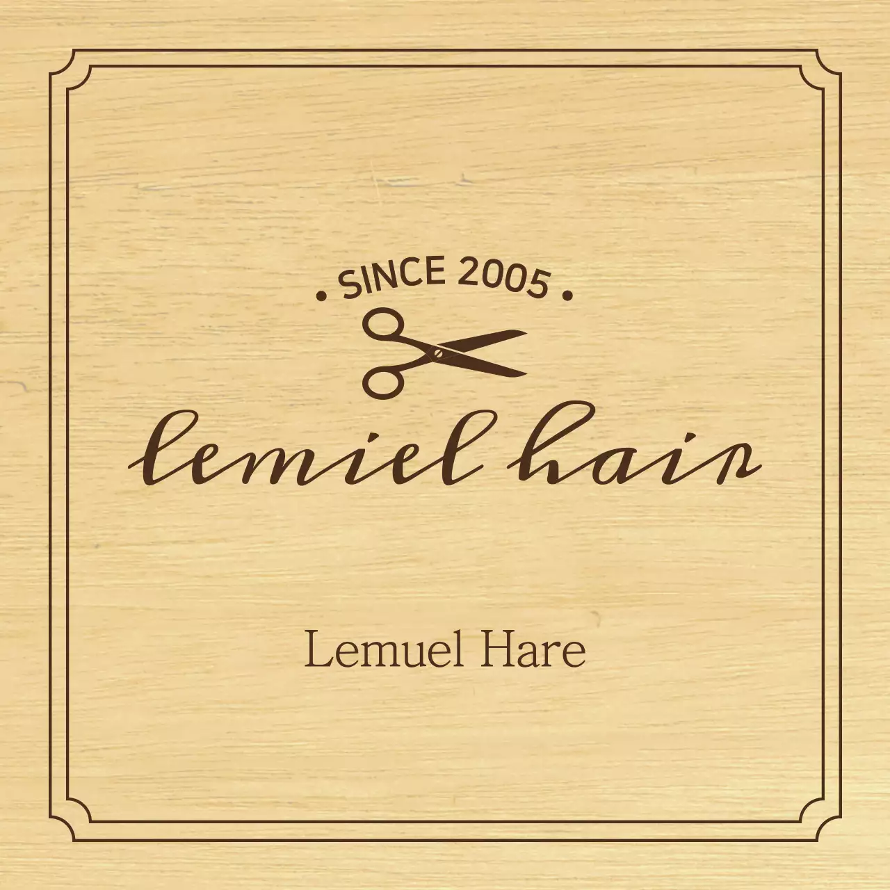 A classic-looking hair salon sign with black text and a scissors illustration