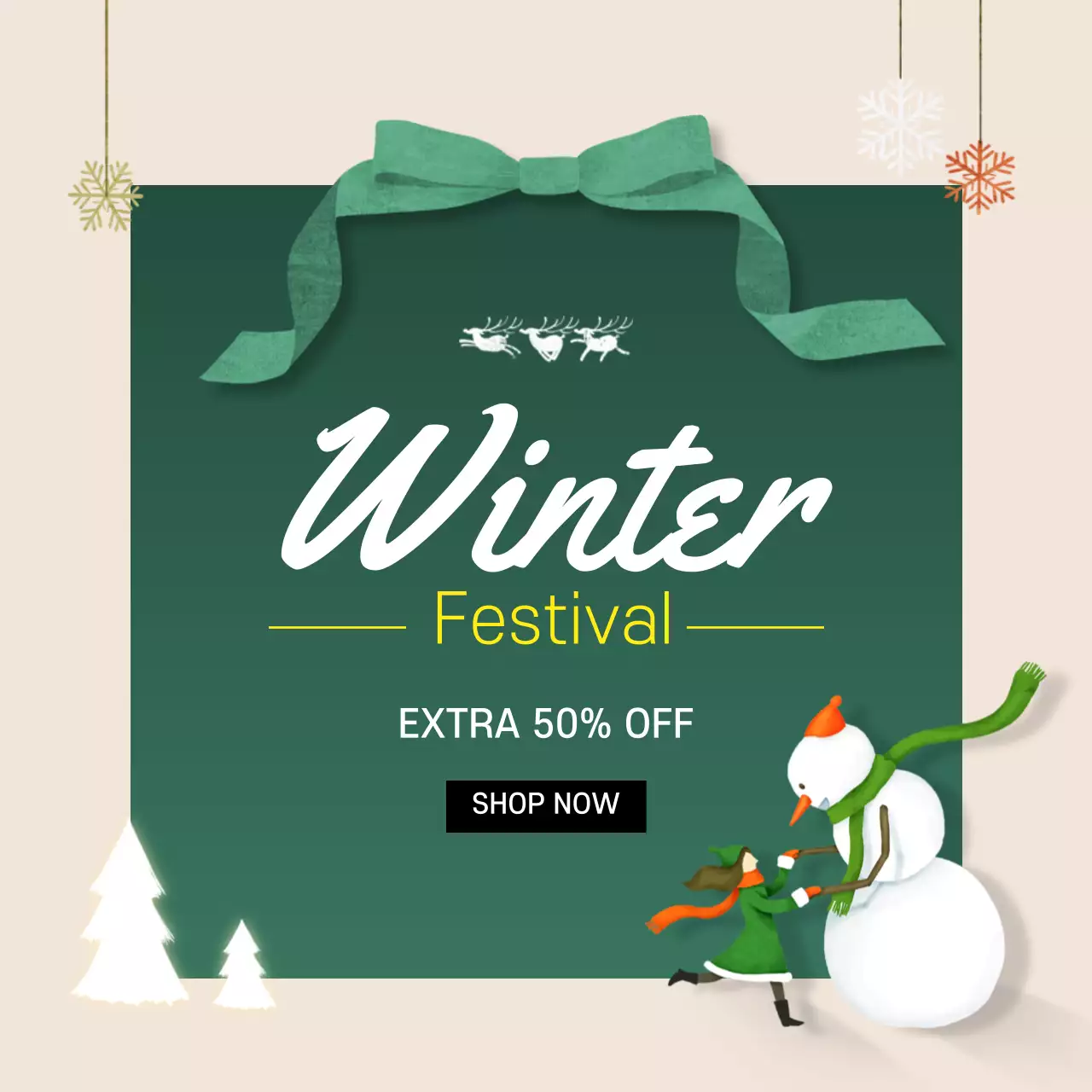 Green Festive Winter Promotion Instagram Post