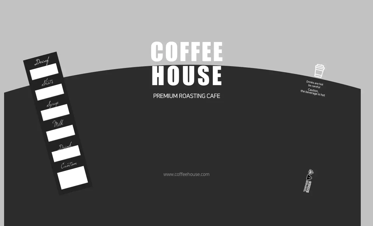 Gelas kertas kafe symflogo monokrom sederhana