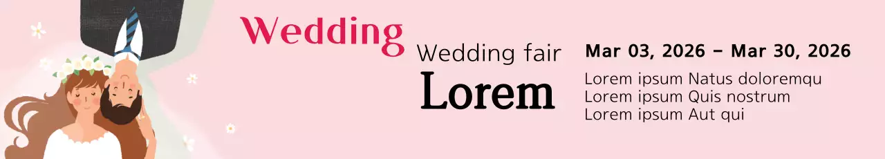 Banner de promoção de casamento elegante rosa