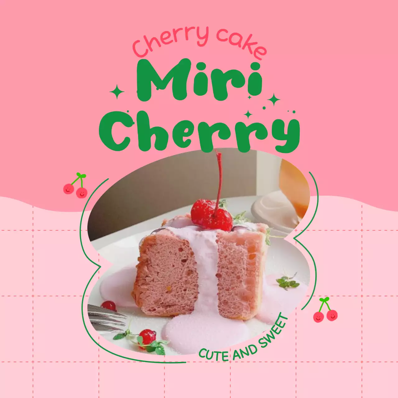 Promote your cafe menu with a cute pink and green frame