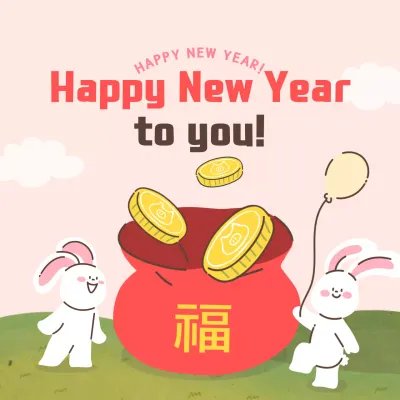 Red Traditional New Year Greetings Card Instagram Post