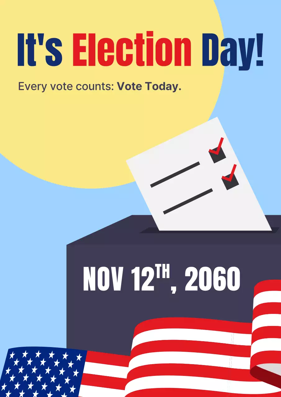 Sky blue and red simple Election Day advertisement