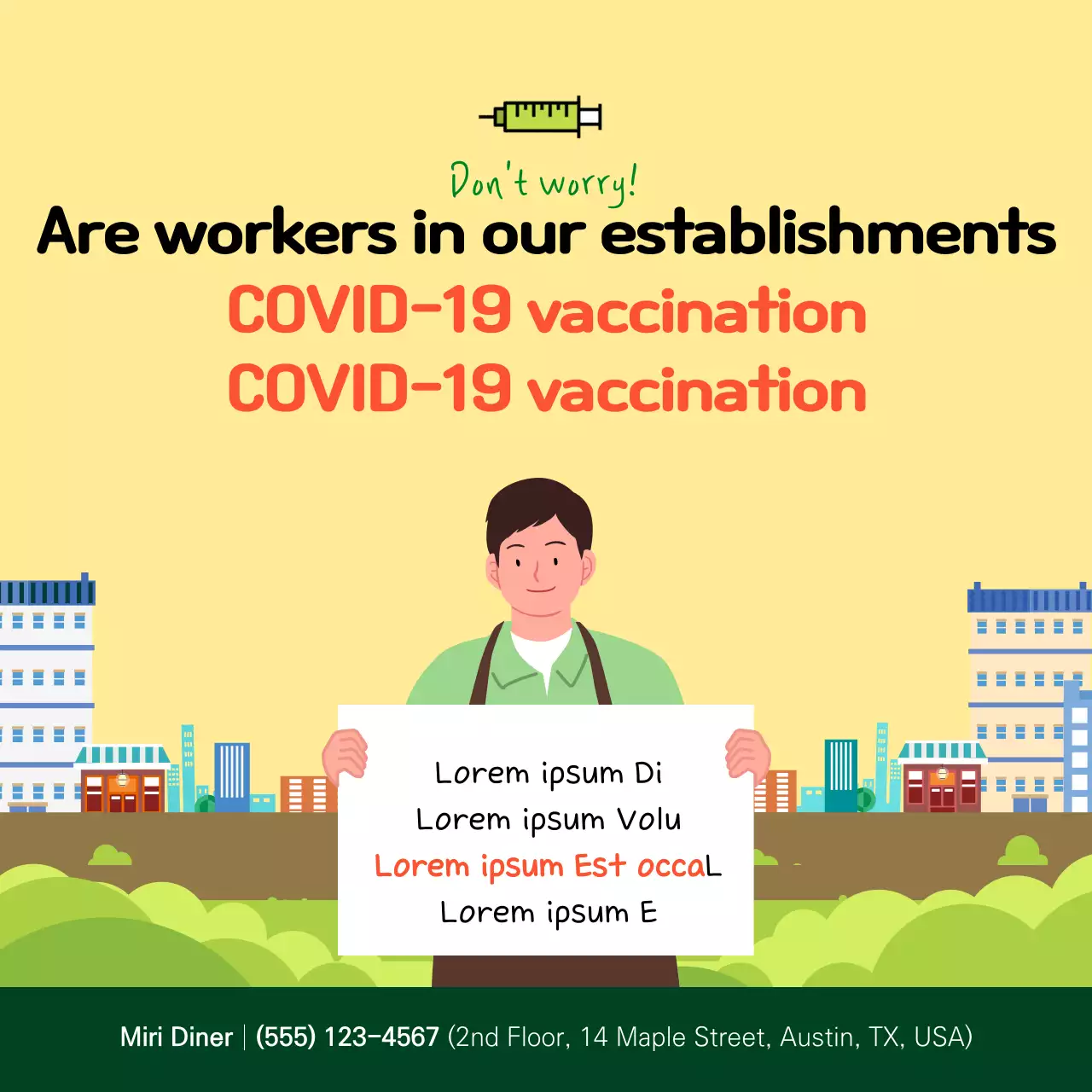 Yellow Simple Vaccination Announcement Banner