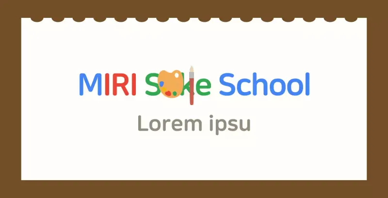 Children's art school valentine with white sketchbook background