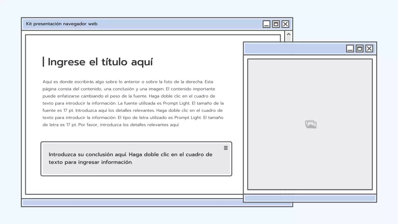 Kit de presentación con un concepto de navegador azul claro
