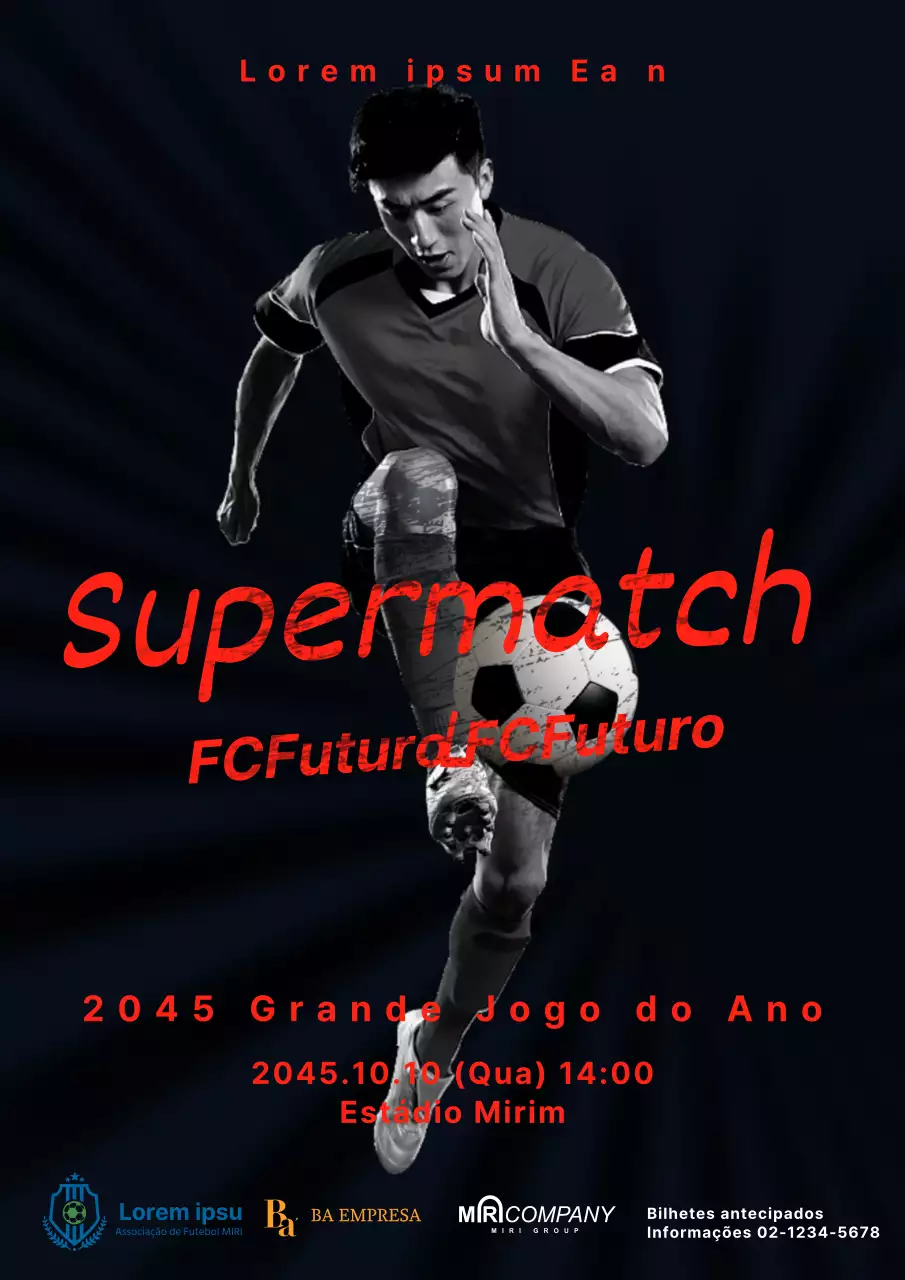 Cartaz de futebol preto e vermelho