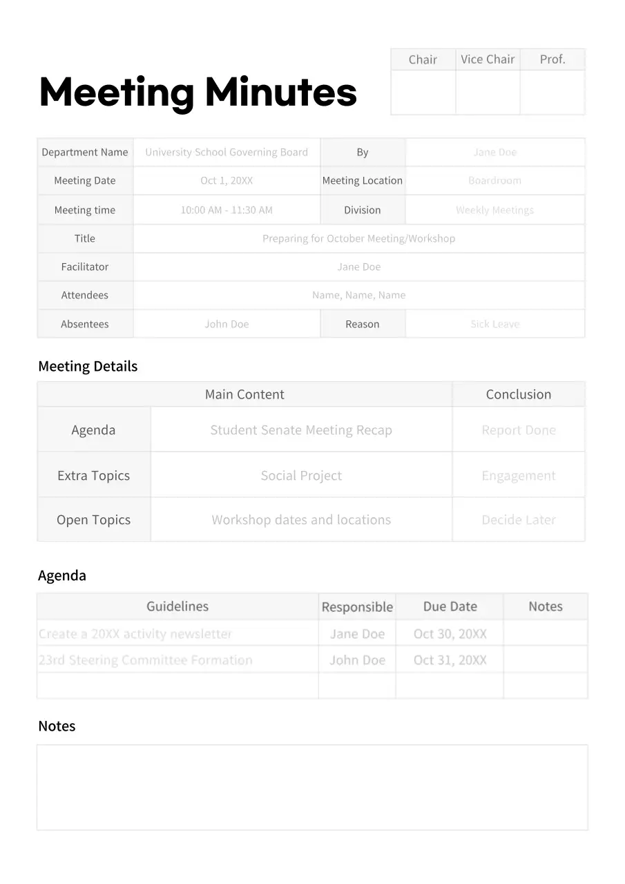 Black Minimal Meeting Document