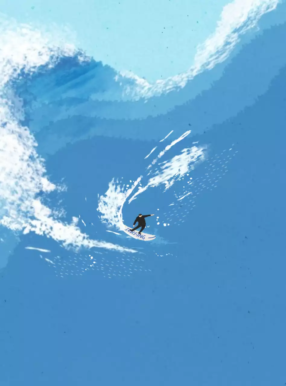 Cute surf illustration personalized merchandise in cool, crisp tones.