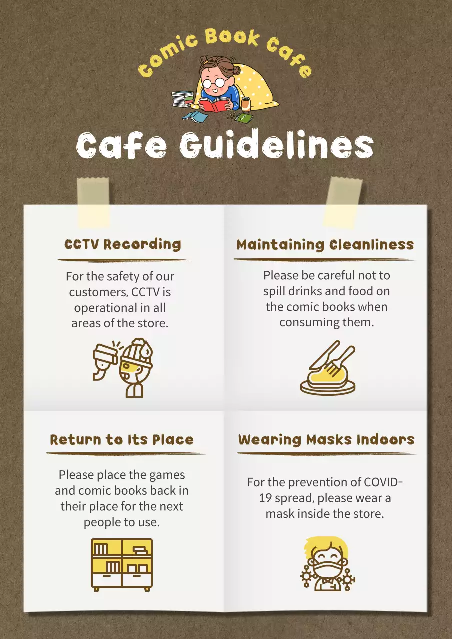 Brown Retro Cafe Guidelines Poster