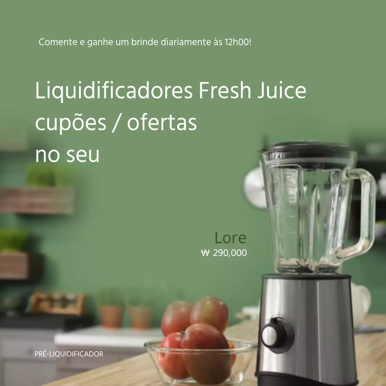 Cartaz de evento do liquidificador de cozinha em verde (cartaz quadrado)