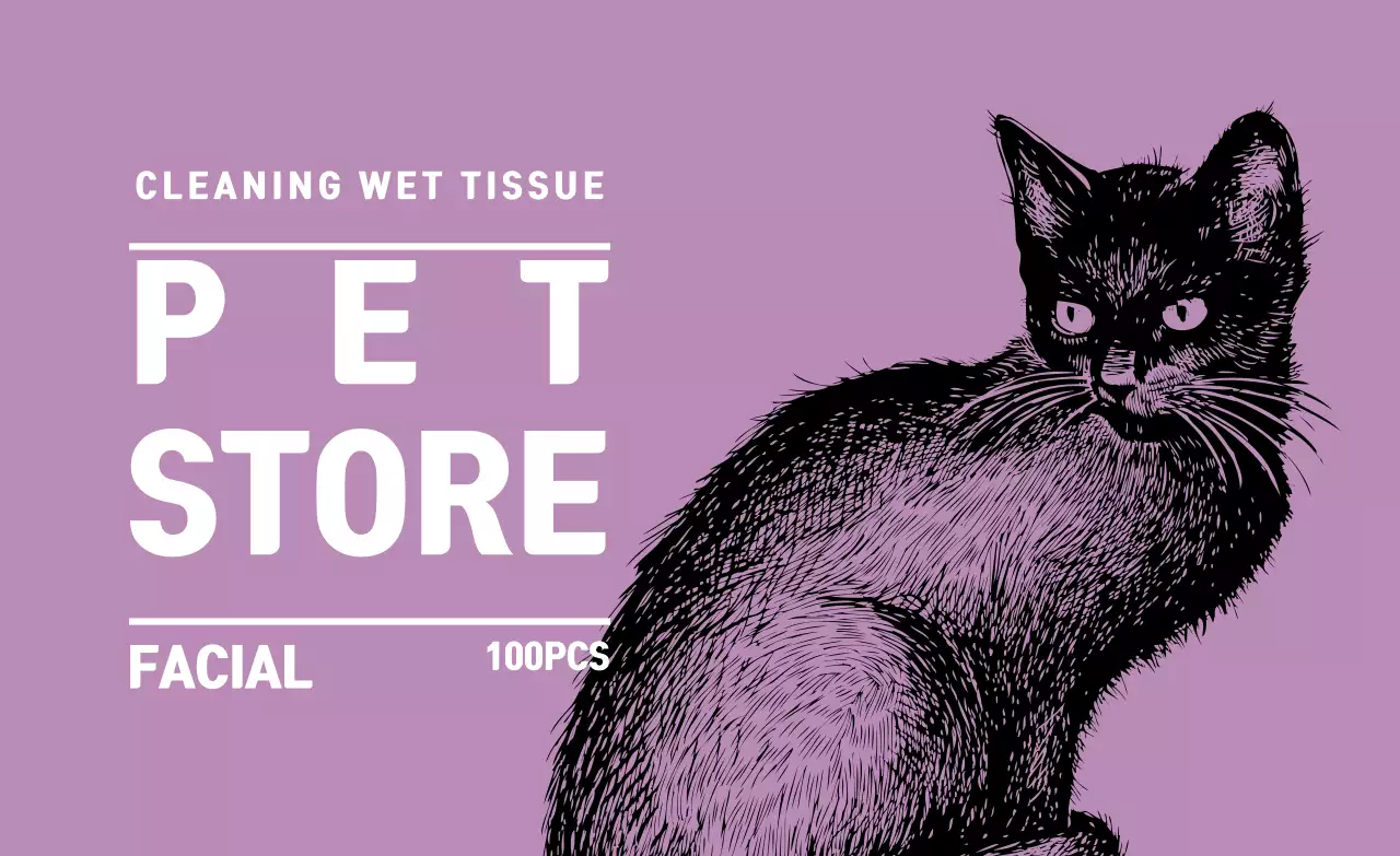 Purple Illustrated Pet Shop Label