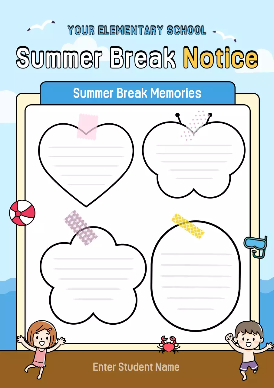 Light Blue Beach Concept Summer Vacation Planner