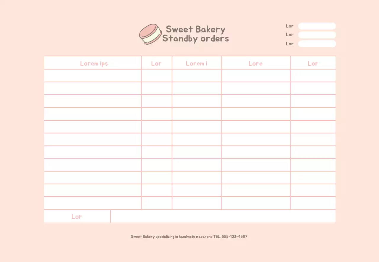 biểu tượng màu hồng mẫu đơn đặt hàng nhà hàng dễ thương