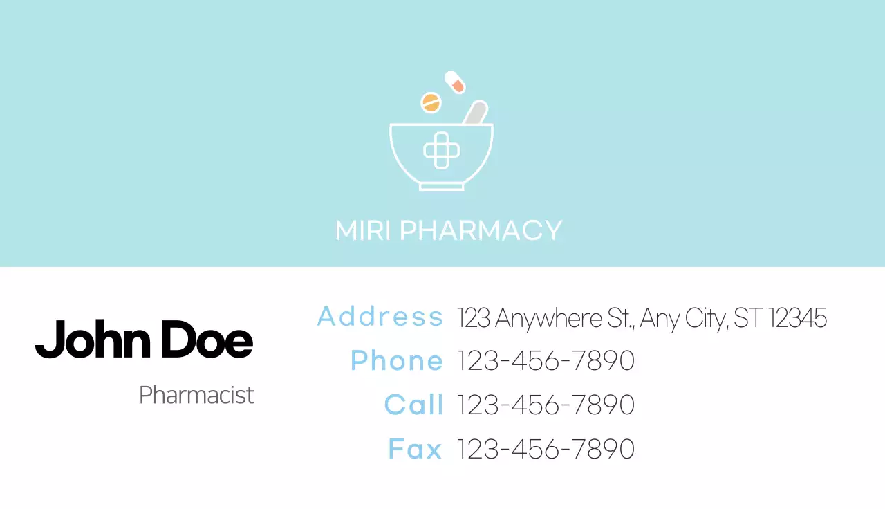 Blue Clean Pharmacy Business Card