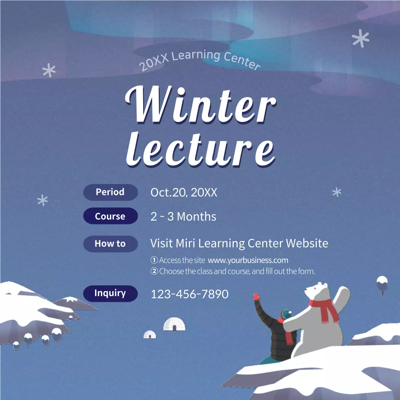 Blue Simple Winter Lecture Announcement Social Media Post