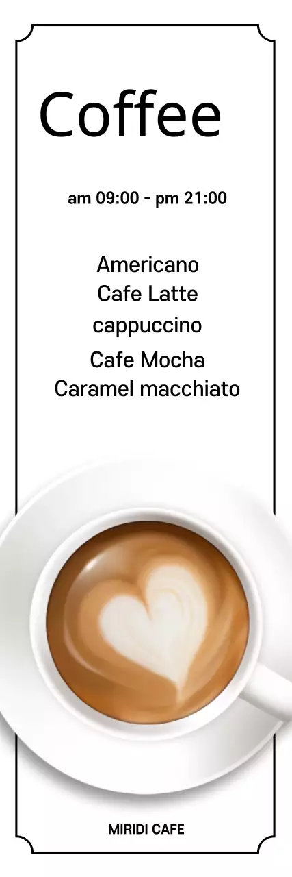 Banner de menu de café minimalista branco