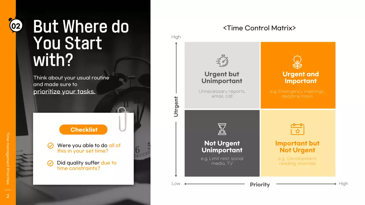 Orange Professional Time Management Workshop Presentation