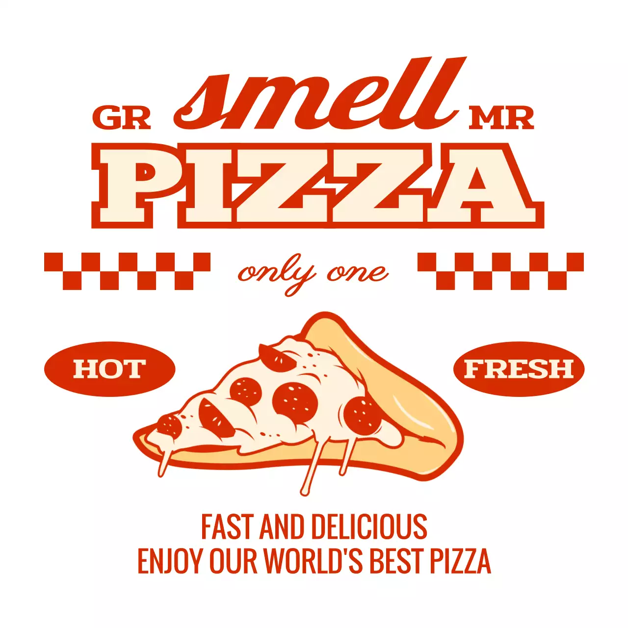 Design a pizzeria logo apron with a vintage pizza illustration