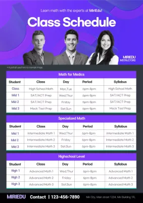 Purple Modern Class Schedule Poster