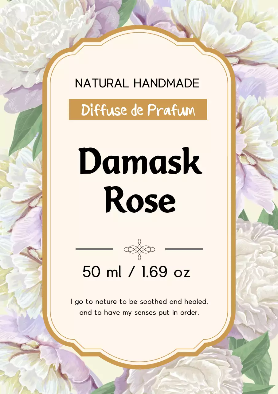 Vintage Perfume Label Design Poster in Gold and Purple