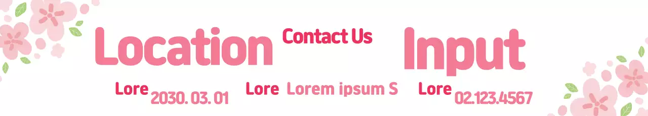 Banner de anúncio de informações de contato com flores rosa