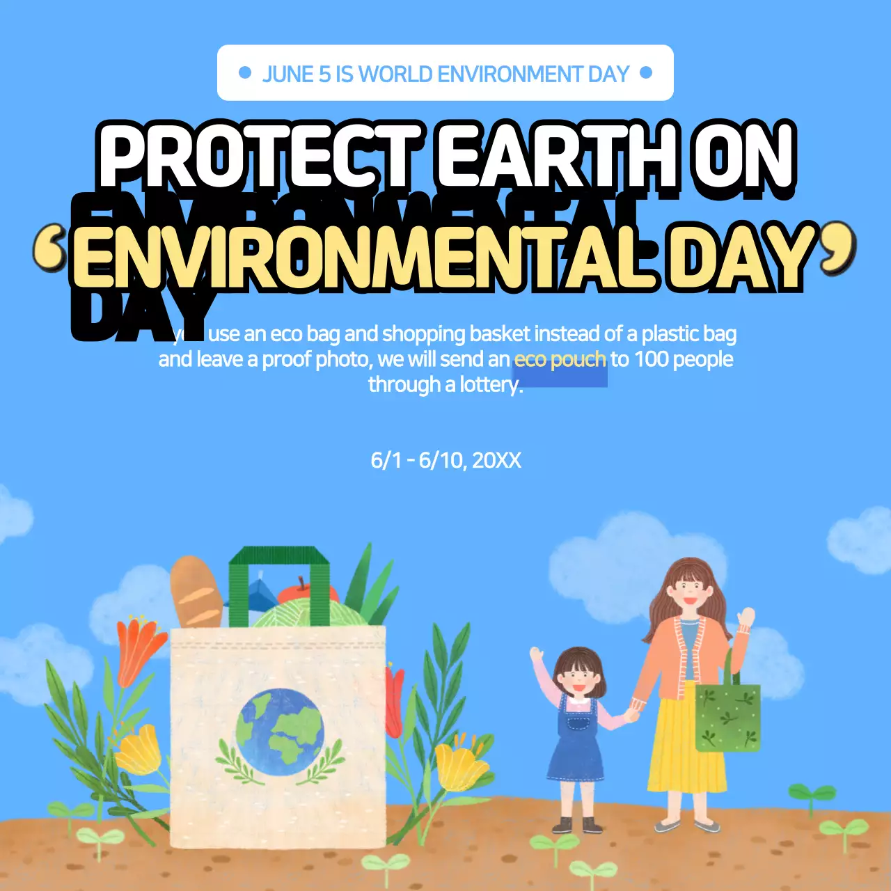 Light blue ochre warm eco illustration for an environmental day event