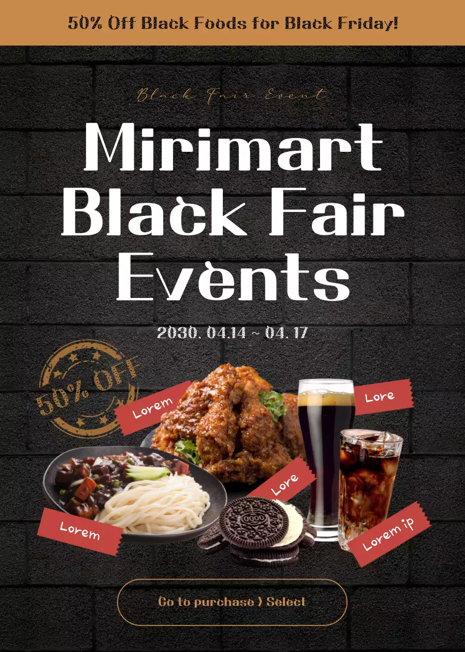 Poster Promosi Makanan Modern Hitam