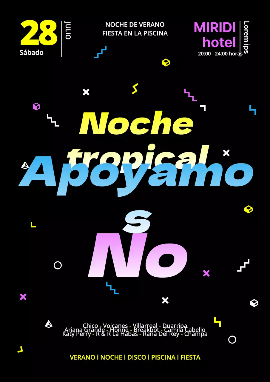 Promueva una fiesta en la piscina en pleno verano con detalles fluorescentes negros