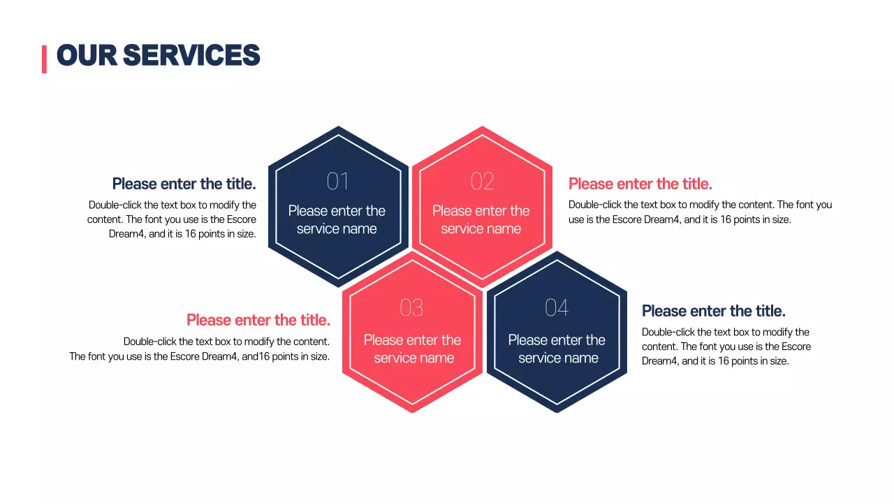 AGENDA design infographic with a clean concept in red and navy blue