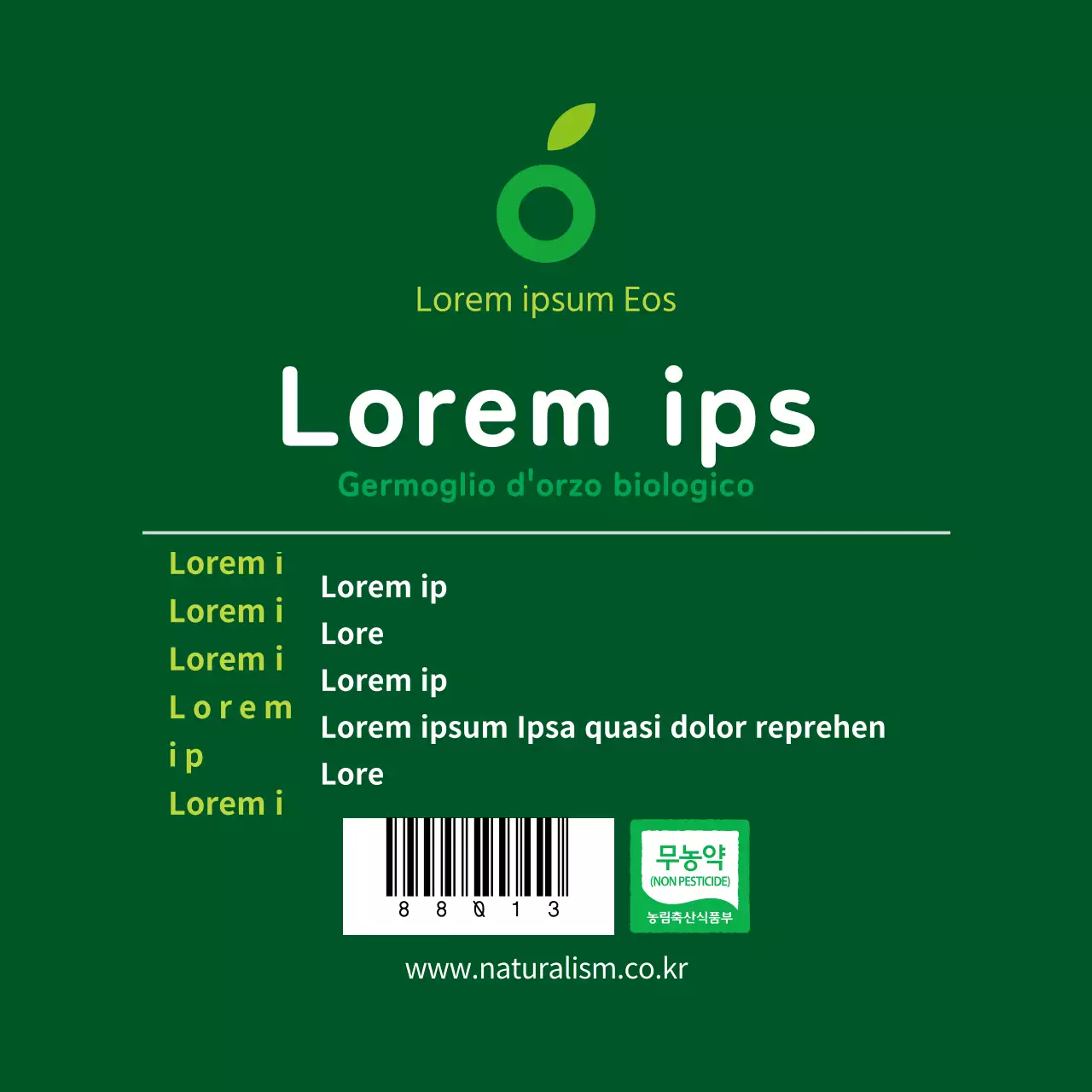 Etichette di germogli biologici con testo verde