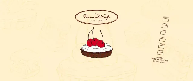 Promote and inform cafes with an emotional logo in reddish brown and pale yellow.