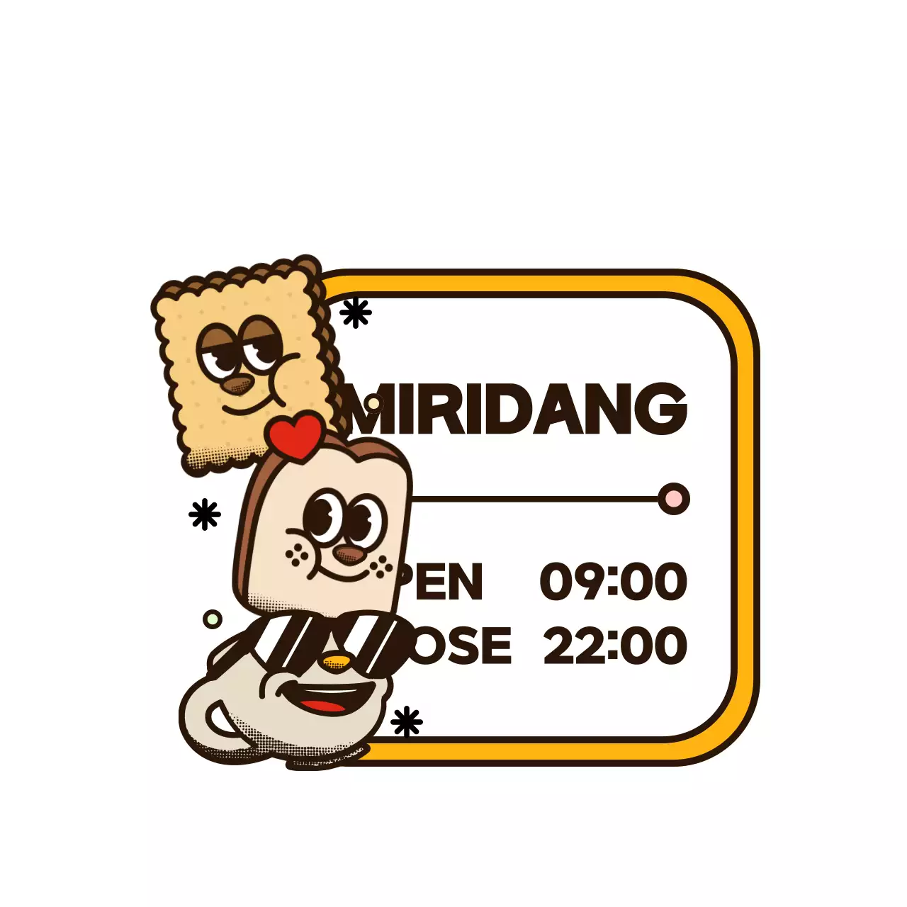 Phong cách minh họa hoạt hình màu nâu dễ thương để hướng dẫn thông tin sự kiện cửa hàng 