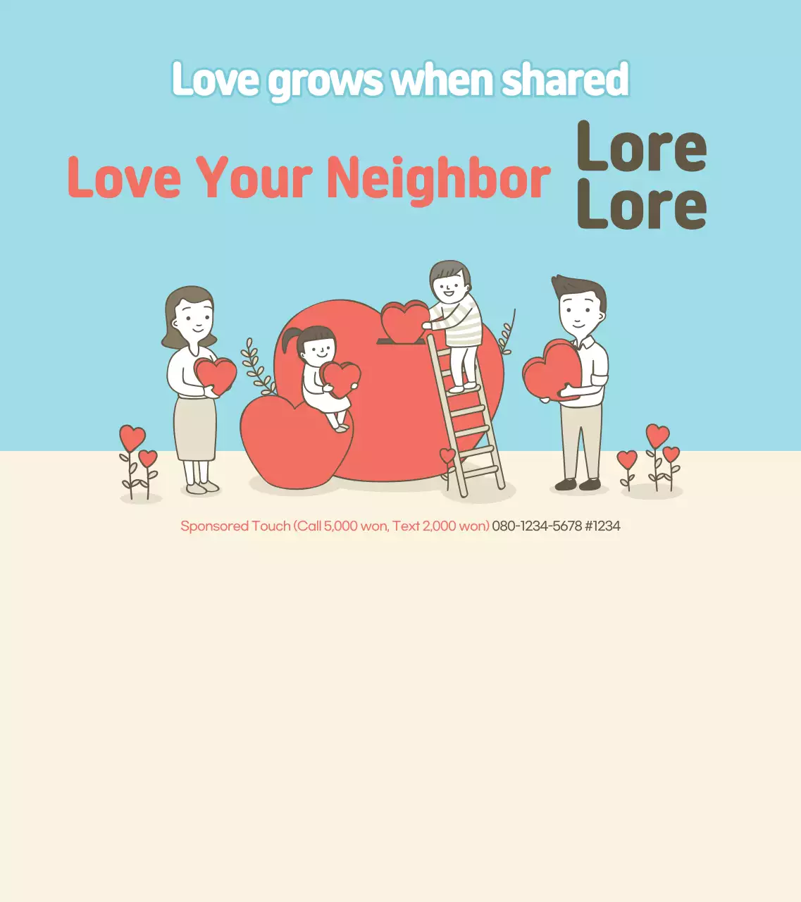 Kampanye berbagi lingkungan dengan warna merah dan biru krem