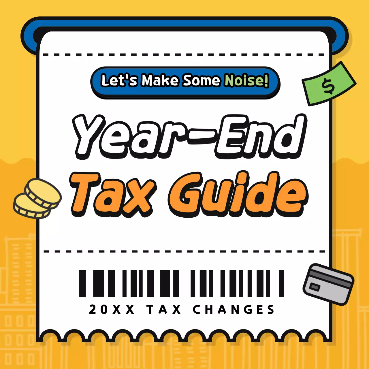 Receipt-like yellow background year-end settlement cardnews