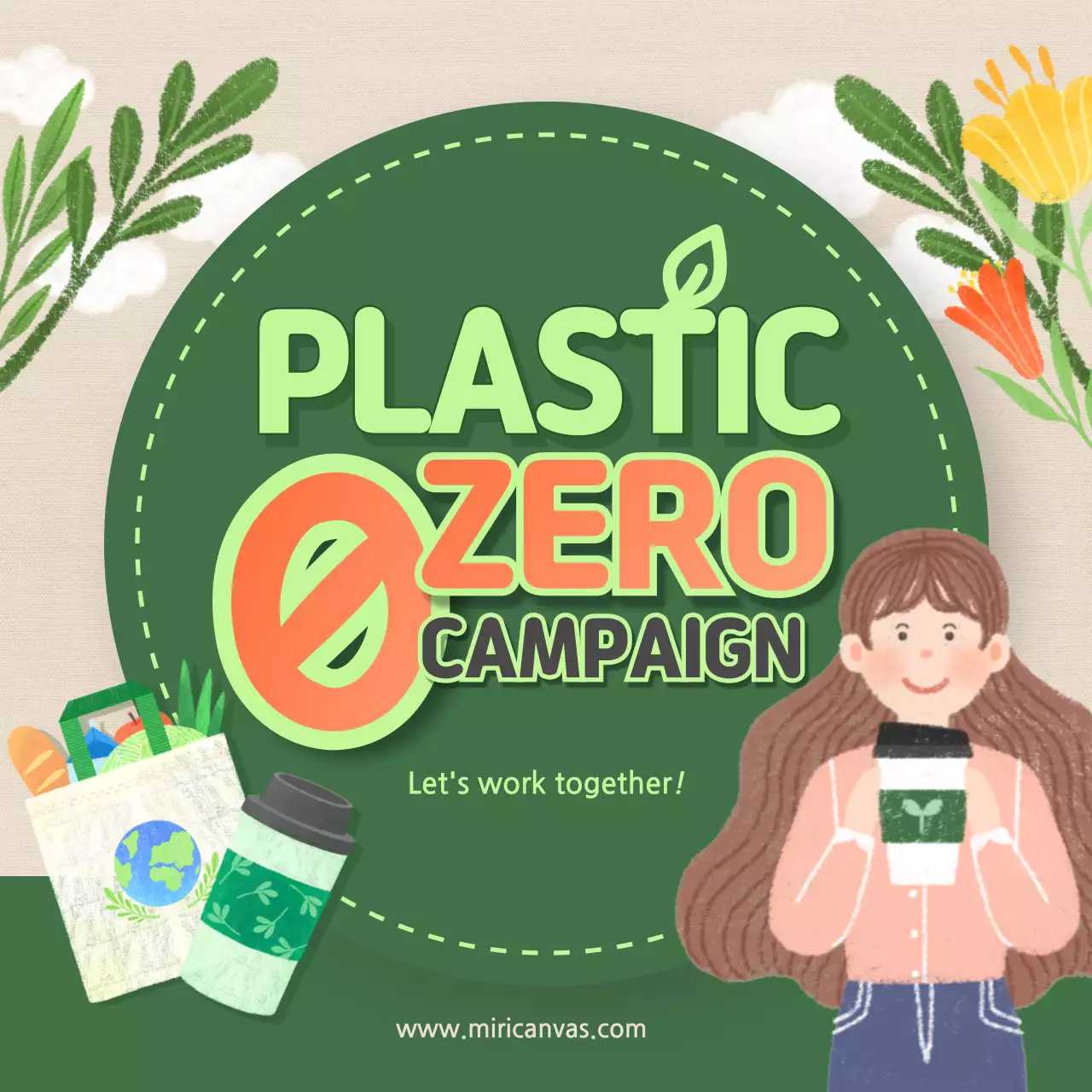 Green, hand-drawn nature conservation campaign theme