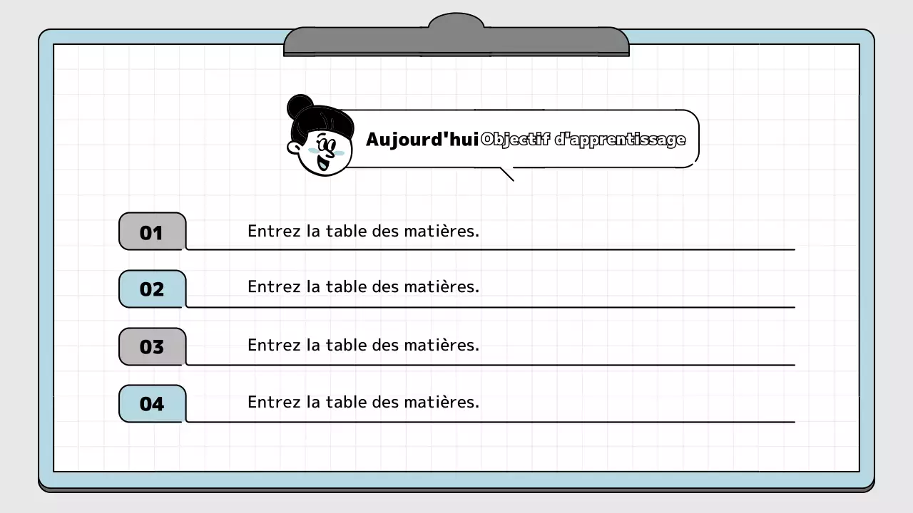 Bloc-notes bleu clair et blanc concept de présentation pédagogique