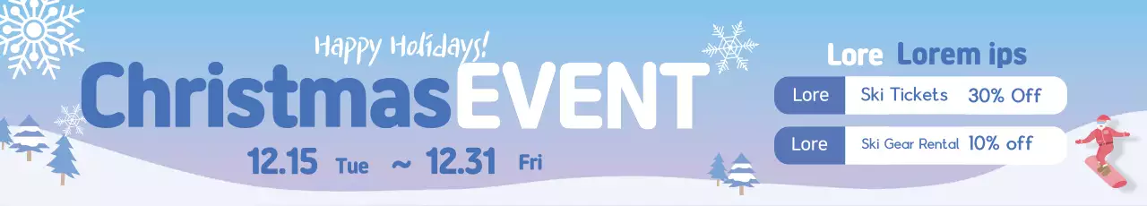 Ilustração azul Gradiente Natal Estância de esqui Desconto Evento